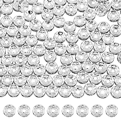 Серебро 400шт. железные хрустальные стразы-разделители, класс b, плоско-круглые, прямой край, серебряные, 7~8x3.5 мм, отверстие : 2 мм
