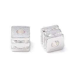 Silbern Silberfarbig Messing Perlen, gerillter Würfel, Gestell, langlebig überzogen, Silbern Silberfarbig, 5x5x5 mm, Bohrung: 2 mm