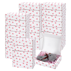 Белый Картонные упаковочные коробки с принтом в виде красного бантика, почтовые ящики, прямоугольные, белые, 10x15x4.1 см