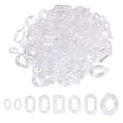 Mixed Shapes 170Pcs 8 Styles Transparent Acrylic Linking Rings, Quick Link Connectors, For Jewelry Chain Making, Clear, Mixed Shapes, 15~40x11~34x3~6mm