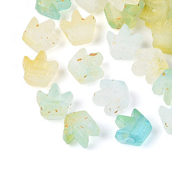 Зелено-Желтый Матовые прозрачные акриловые бусины, корона, золотой фольгой, зеленый желтый, 6.5~7x6.5x4 мм, отверстие : 1.7~1.8 мм, 5882 шт / 500 г