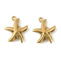 Настоящее золото 18K 304 подвески из нержавеющей стали. подвеска в виде морской звезды, реальный 18 k позолоченный, 15.5x14x3.5 мм, отверстие : 1 мм