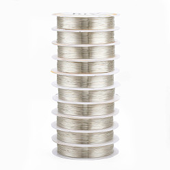 Silver Round Copper Jewelry Wire, Long-Lasting Plated, Silver, 28 Gauge, 0.3mm, about 51.18 Feet(15.6m)/roll