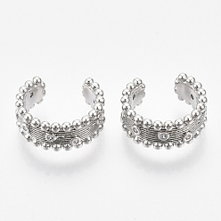 Платинированный Латунные серьги-манжеты из прозрачного кубического циркония, без никеля , , Реальная платина, 14x5.5 мм, Внутренний диаметр: 11 мм