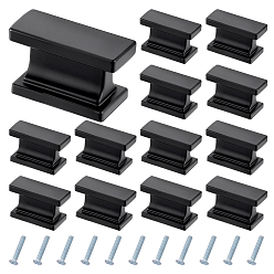 Черный 16шт. ручки для дверцы шкафа из цинкового сплава, с винтом, прямоугольные, чёрные, 35x20.5x17 мм