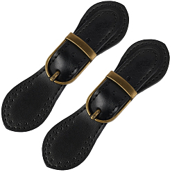 Черный Вырезанная полая 2кожаная пряжка-тогл, для сумки свитер куртка пальто, аксессуары для шитья своими руками, чёрные, 11.5~14.5 см