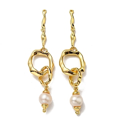 Настоящее золото 18K Стойки обшивки латунь ссылки, натуральный жемчуг, без свинца и без кадмия, долговечный, реальный 18 k позолоченный, 80 мм, отверстие : 1.2 мм