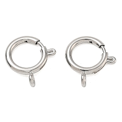 Platinum Brass Spring Ring Clasps, Cadmium Free & Lead Free, Rack Plating, Long-Lasting Plated, Platinum, 21x18.5x5.5mm, Hole: 2.8mm