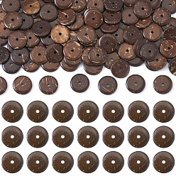 Кокосово-Коричневый 100 шт. натуральные кокосовые бусины, неокрашенными, плоско-круглые, кокосового коричневый, 12x2 мм, отверстие : 2 мм