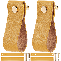 (932FM) Темно-синий аква-матовый с подкладкой Прямоугольные кожаные ручки ящиков, с железным винтом, темно-золотистые, 175x26.5x1.5 мм