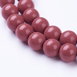 Indian Red Natural Hokutolite Bead Strands, Round, Dyed, Indian Red, 6mm, Hole: 1mm, about 67pcs/strand, 15.7 inch