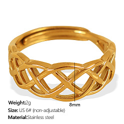 Cross Adjustable 304 Stainless Steel Finger Rings for Women, Golden, Cross, US Size 6(16.5mm)