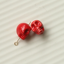 Красный Смоляные бусины в стиле Хэллоуина, аксессуары из смолы своими руками, для украшения чехла для телефона, череп, красные, 13x11 мм