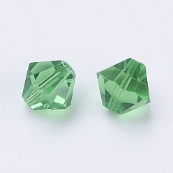 Green Imitation Austrian Crystal Beads, Grade AAA, Faceted, Bicone, Green, 8x8mm, Hole: 0.9~1mm