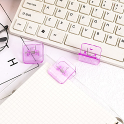 Medium Orchid Mini Square Transparent Plastic Bulldog Clips, Hinge Clip, School Office Supplies, Medium Orchid, 30x30mm