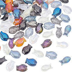 (52) Непрозрачная лаванда 72 шт. 12 стили гальванических стеклянных бусин, ab цветное покрытие и радужное покрытие, рыба, разноцветные, 10~15x8~10x5~6 мм, отверстие : 0.8~1 мм, 6 шт / стиль