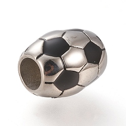 Couleur Acier Inoxydable 304 fermoirs magnétiques en acier inoxydable avec extrémités à coller, avec l'émail, ovale, football américain, couleur inox, 16x13.5x13.5mm, Trou: 6mm