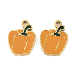 Hot Pepper Овощи 304 эмалированные подвески из нержавеющей стали, ионное покрытие (ip), золотые, острый перец, 13.5x10.5x1.5 мм, отверстие : 1.4 мм