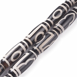 1-Глаз Тибетского стиля DZI бисер нитей, природных бисера агат, окрашенная и подогревом, колонка, 1 -eye, 29~32x9~13 мм, отверстие : 1.8~2 мм, около 10 шт / нитка, 12 дюйм (30 см)