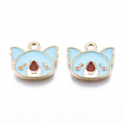 Голубой Эмалевые подвески из легкого позолоченного сплава, без кадмия и без свинца, коала, голубой, 12.5x14.5x1.5 мм, отверстие : 2 мм