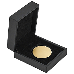 Черный Прямоугольные коробки для хранения монет из искусственной кожи, подарочный футляр для памятной монеты с бархатной подкладкой, чёрные, 8.45x7.35x3.85 см