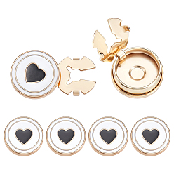 Flat Round 6Pcs Zinc Alloy Cufflinks, with Enamel, Light Gold, Flat Round, 17x7mm, Hole: 13mm