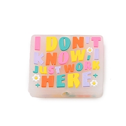 Разноцветный Прямоугольные пищевые экологически чистые силиконовые фокусные бусины, красочный, 24.5x28.5x7 мм, отверстие : 3.5 мм