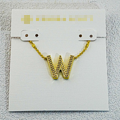 Letter W Латунные инициальные подвески-ожерелья для женщин, золотые, Буква W, 15.75 дюйм (40 см)