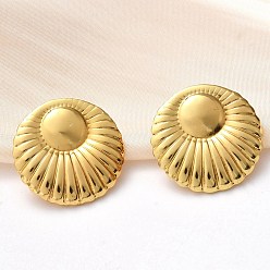 Настоящее золото 18K 304 из нержавеющей стали серьги, ионное покрытие (ip), плоско-круглые, реальный 18 k позолоченный, 22 мм