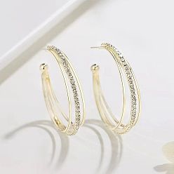 Золотой Серьги-гвоздики из сплава с кристаллами и стразами в форме буквы С, золотые, 44x9 мм