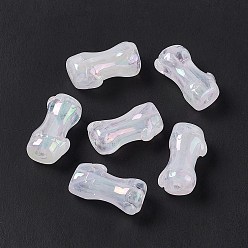 WhiteSmoke UV Plating Rainbow Iridescent Acrylic Beads, Bamboo Stick, WhiteSmoke, 24.5x13x11.5mm, Hole: 3mm