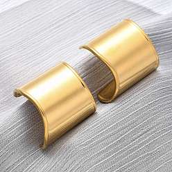 Настоящее золото 18K C-образные 304 серьги-гвоздики из нержавеющей стали для женщин, реальный 18 k позолоченный, 29x30.5 мм