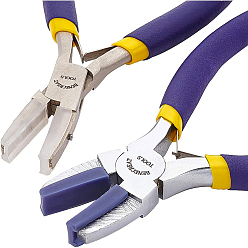 Stainless Steel Color Steel Jewelry Plier Sets, Flat Nose Pliers, Nylon Jaw Pliers, Stainless Steel Color, 13.8x5.8x1.3cm, 13.4x8x1.2cm, 2pcs/set