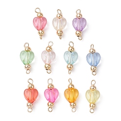 Золотой Подвески-сердечки в виде прозрачного акрила, с 304 фурнитурой из нержавеющей стали, разноцветные, золотые, 19.5x8.5x5.5 мм, отверстия : 1.6 mm и 2.7x2 мм