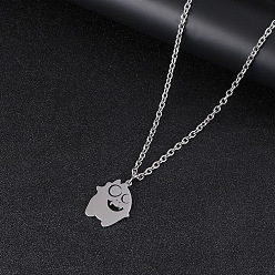 Нержавеющая Сталь Цвет Хэллоуин 201 Кулон в виде маленького монстра из нержавеющей стали, цепочка-ожерелье для женщин и мужчин, без потускнения, цвет нержавеющей стали, 27.56 дюйм (70 см)