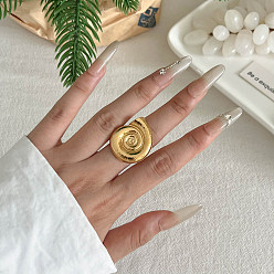 Shell Shape 304 палец кольца из нержавеющей стали, золотые, формы раковины, внутренний диаметр: регулируемый