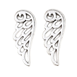 Античное Серебро Сплавочные подвески тибетского стиля, без свинца и без кадмия, крыло, античное серебро, 24x9.5x1.5 мм, отверстие : 1.5 мм