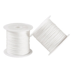 White 2 Rolls Braided Nylon Thread, Chinese Knot Cords for Jewelry Making Macrame Craft, White, 0.6mm, about 43.74 yards(40m)/roll