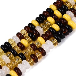 Mixed Color Opaque & Imitation Jade & Transparent Glass Beads Strands, Rondelle, Mixed Color, 6x3mm, Hole: 0.7~0.9mm, about 119~121pcs/strand, 14.57~15.16 inch(37~38.5cm)