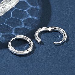 Серебро 304 обруч серьги из нержавеющей стали замке, круглые, серебряные, 18x3 мм, 9 датчик