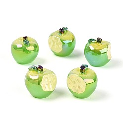 Зеленый лайм Мини-моделирование смолы, яблоко, для кукольных аксессуаров, притворяющихся опорными украшениями, зеленый лайм, 30.5~31.5x31.5x30 мм