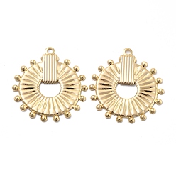 Настоящее золото 18K Латунные подвески, круглые, долговечный, реальный 18 k позолоченный, 35x31x1.5 мм, отверстие : 2 мм