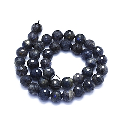 Iolite Natural Iolite Beads Strands, 128 Faceted, Round, 10mm, Hole: 1mm, about 39pcs/Strand, 15 inch(38 cm)