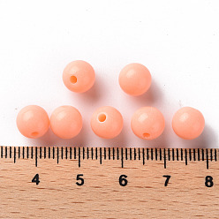 Light Salmon Opaque Acrylic Beads, Round, Light Salmon, 8x7mm, Hole: 2mm, about 1745pcs/500g