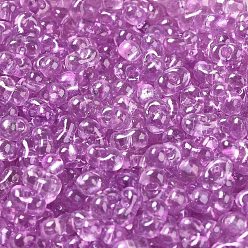 Violet Baking Glass Seed Beads, Peanut, Violet, 5.5~6x3~3.5x3mm, Hole: 1~1.2mm