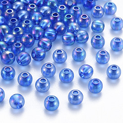 Королевский синий Прозрачные акриловые бусины, с покрытием AB цвета, круглые, королевский синий, 6x5 мм, отверстие : 1.8 мм, Около 4400 шт / 500 г