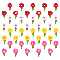 Mixed Color 40Pcs 4 Style Felt Garment Decorate, with Hook and Loop Tape, Flower, Mixed Color, 107x60x28mm, 10pc/style