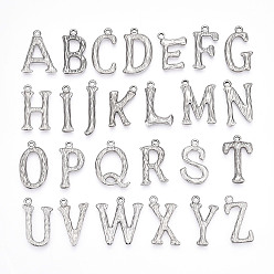 Нержавеющая Сталь Цвет 26 шт. 304 подвески из нержавеющей стали, подвески с буквой az~z, цвет нержавеющей стали, 19~27x6~22x3 мм, отверстие : 1.6 мм