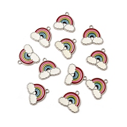 Colorido (Liquidación defectuosa venta: coloración amarillenta), Colgantes de la aleación del esmalte, sin plomo y cadmio, encantos de arco iris y nubes, para niños niños fabricación de joyas, Platino, colorido, 18x19x2 mm, agujero: 1.6 mm