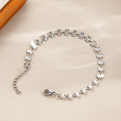 Stainless Steel Color 304 Stainless Steel Butterfly Link Chain Bracelets for Women, Tarnish Free, Stainless Steel Color, 6.69 inch(17cm)